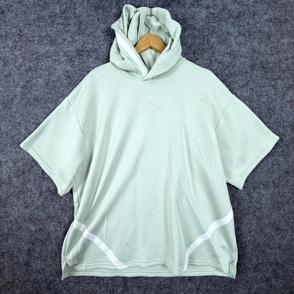 Adidas Hoodie Womens XL Sea Green Short Sleeve Side Slit Performance Basketball